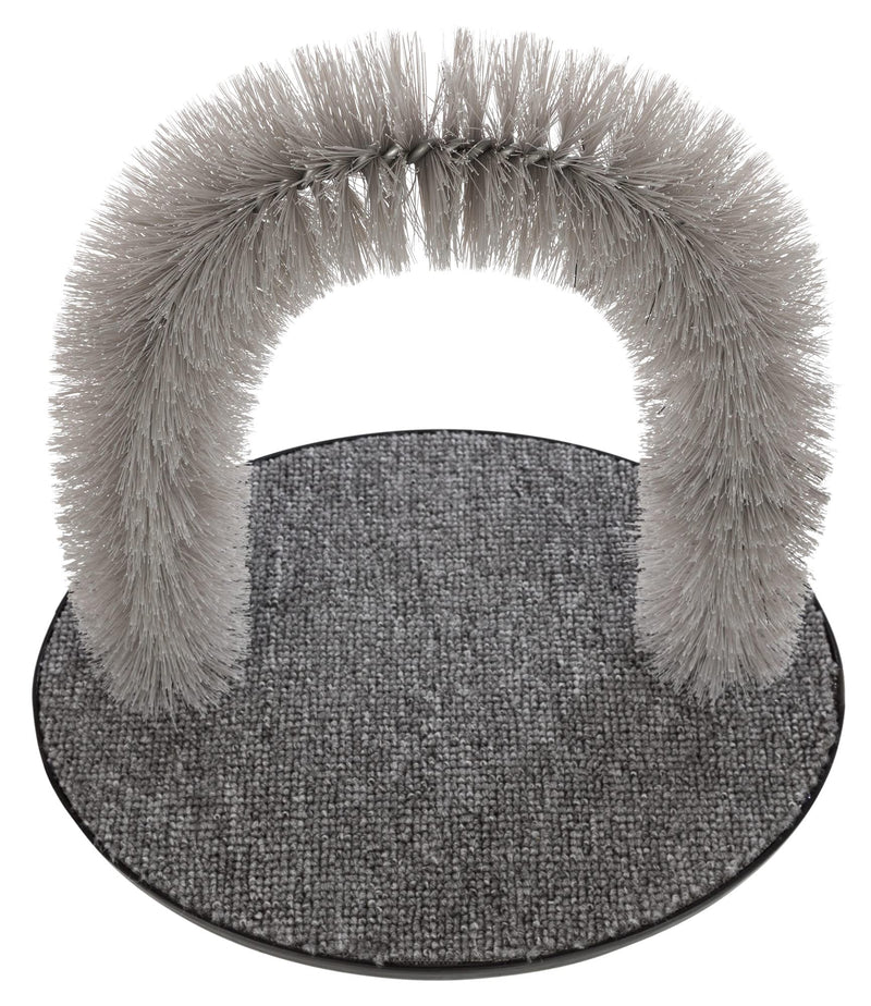 TRIXIE Cat Massager and Self Grooming Arch, Bristle Ring Brush, Carpet Base Scratcher, Cat Self Groomer, Gray, Small - PawsPlanet Australia