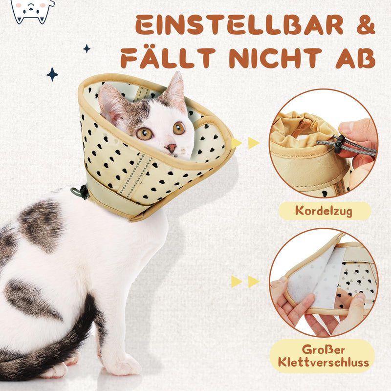 Supet Soft Cat Cone Collar, Air Fabric Cat Recovery Cone After Surgery to Prevent Licking, Adjustable, Breathable Cat Neck Cone Alternative for Small Kittens and Cats