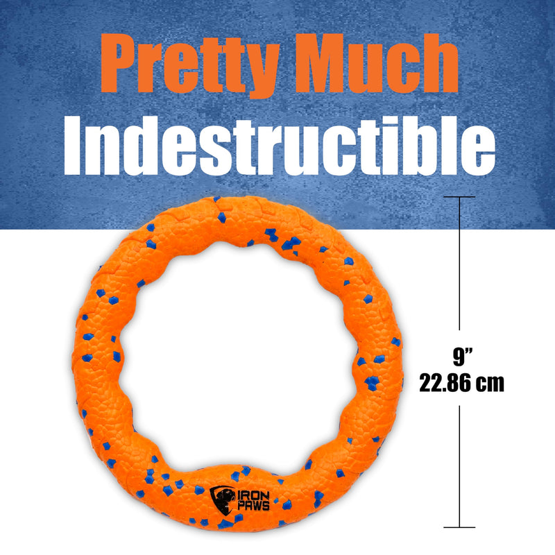 Indestructible Dog Ring Toy, Orange - Tough Dog Pull Toys for Aggressive Chewers, Dog Flying Disc for Fetch, Tug of War and Dog Training - PawsPlanet Australia