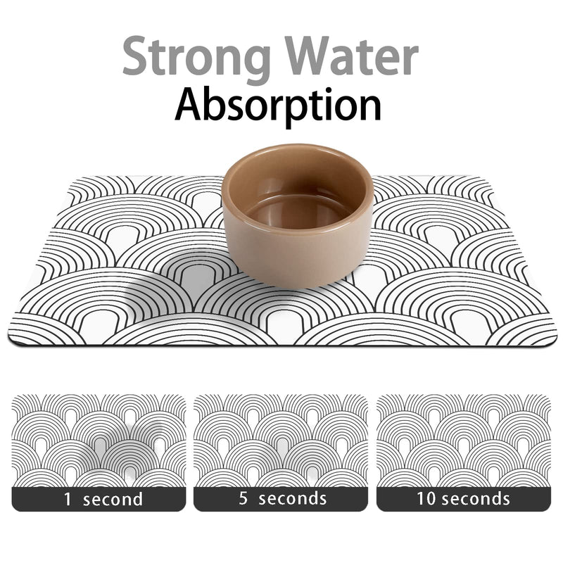 Dog Food Mats for Floors Absorbent, Pet Cat Food Mat - Quick Dry Dog Bowl Mats for Food and Water, Eco-Friendly Boho Pet Supplies 12" x 20" S(12"×20") 01-White - PawsPlanet Australia