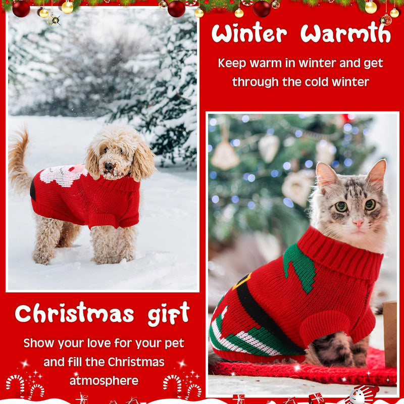 4 Pcs Puppy Christmas Sweater Dog Ugly Xmas Santa Knitted Sweater Small Dog Christmas Outfit Pet Winter Holiday Knitwear Cat Turtleneck Knitwear for Pet Kitten Puppy(M) M - PawsPlanet Australia