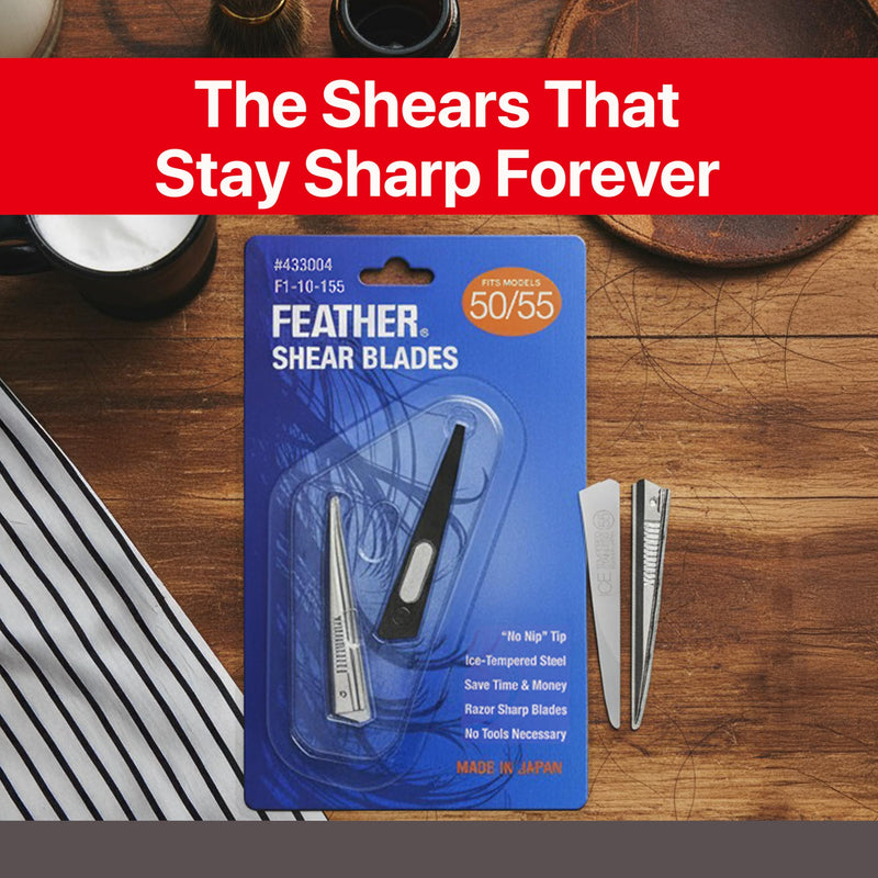 Feather - Switch-Blade Haircutting Shears Replacement Blades - Model 50/55 Scissors for Professional Stylists & Barbers - Stainless Steel - No-Nip Tip - Made in Japan