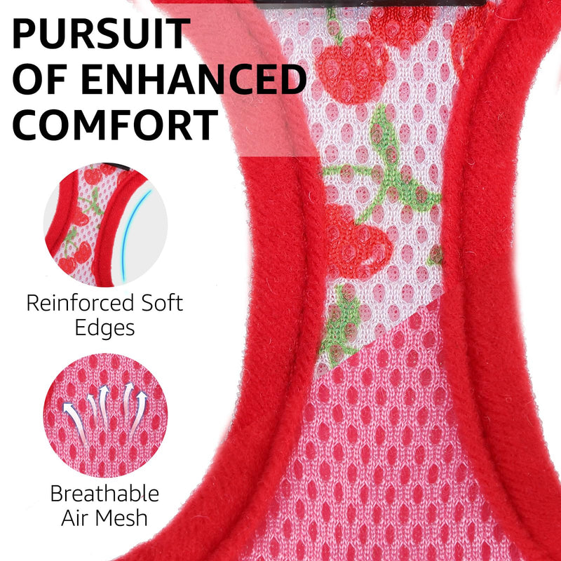 SCENEREAL Cat Harness & Leash Set Escape Proof - Adjustable Air Mesh Vest with Reflective Strips for Kittens, Puppies, Rabbits, Cherry S Small(Chest Adjustable 11.5-13in) - PawsPlanet Australia