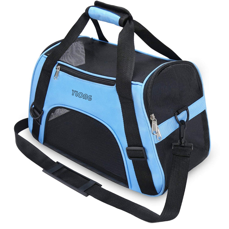 YLONG Airline Approved Pet Carrier,Soft-Sided Pet Travel Carrier for Cats Dogs Puppy Comfort Portable Foldable Pet Bag 17.5"L x 7.5"W x 11.0"H Blue - PawsPlanet Australia