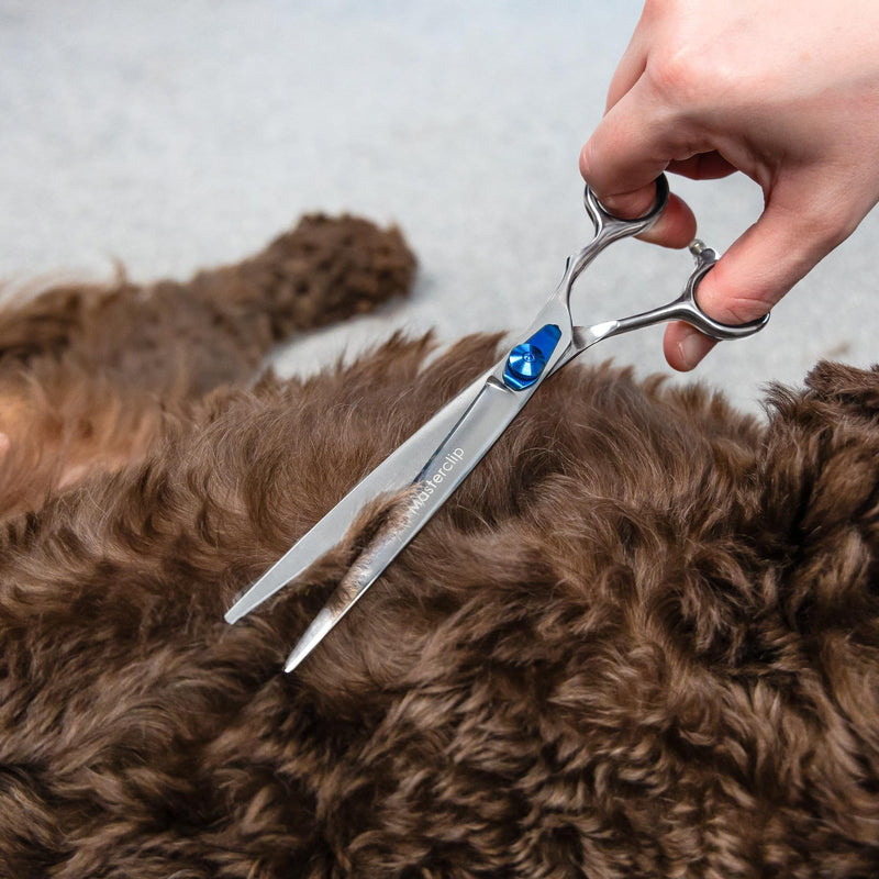 Masterclip 7.5” Essentials Finishing Scissors – Professional High Grade Stainless Steel Easy Grip Dog Grooming Scissors – Suitable for Precise Lines and a Sharp Show Cut Finish (Right Handed)