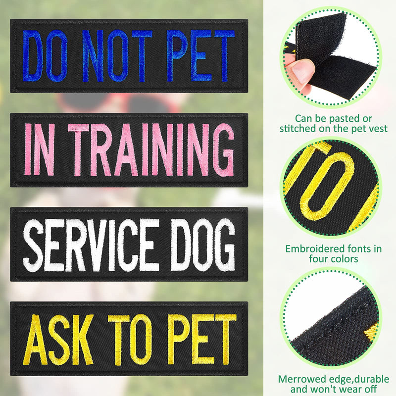 8 Pieces Service Dog Patches Colorful Dog Vest Harnesses Patches Do Not Pet Vest Patches Ask to Pet for Animal Tactical Harnesses Collars Leashes - PawsPlanet Australia
