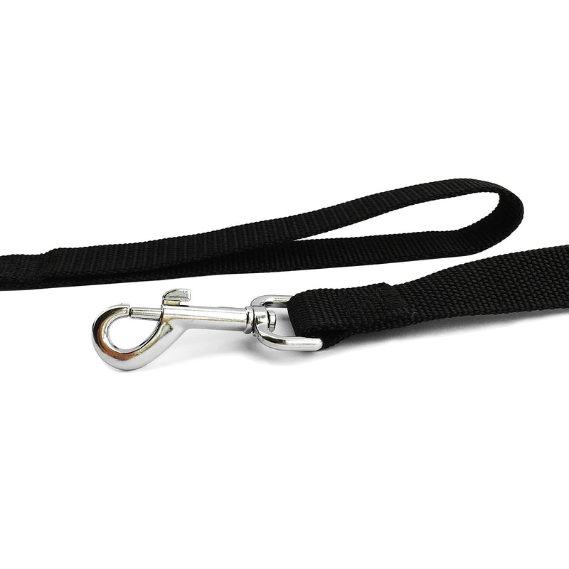 Jeckpat Long Dog Leash Free Range 30 Foot 1Inch Wide Nylon Training Lead Pet Puppy Handles, for Yards 30ft with Stake Medium and Large Dog (Black) - PawsPlanet Australia