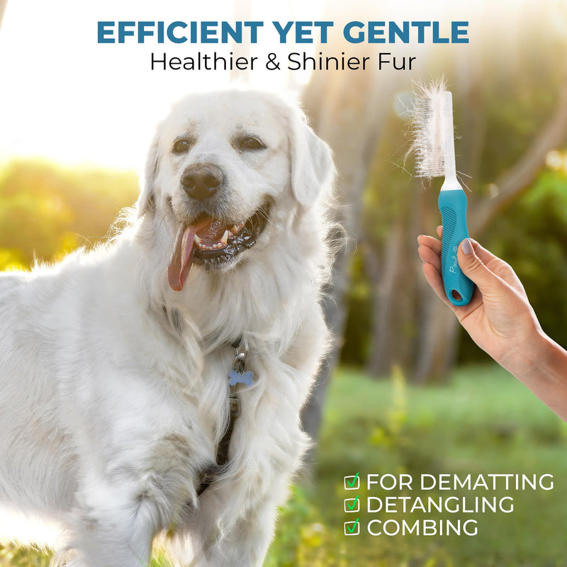 Poodle Pet Bundle - Detangling Pet Comb for Removing Matted Fur, Knots, and Tangles + Slicker Brush for Small and Large Dogs Pet Hair Remover, Safe and Gentle for Dogs and Cats - PawsPlanet Australia