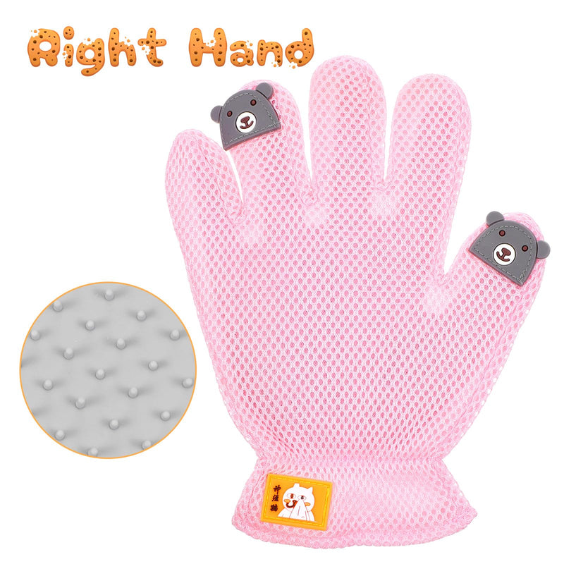 2 in 1 Pet Grooming Glove for Cats & Dogs, Efficient Deshedding Brush Pet Long Short Fur Removal Glove, Gentle Massaging Puppy Kitten Bathing Grooming Brush Tool, Easy Clean Floating Hair Mitt Pink - PawsPlanet Australia