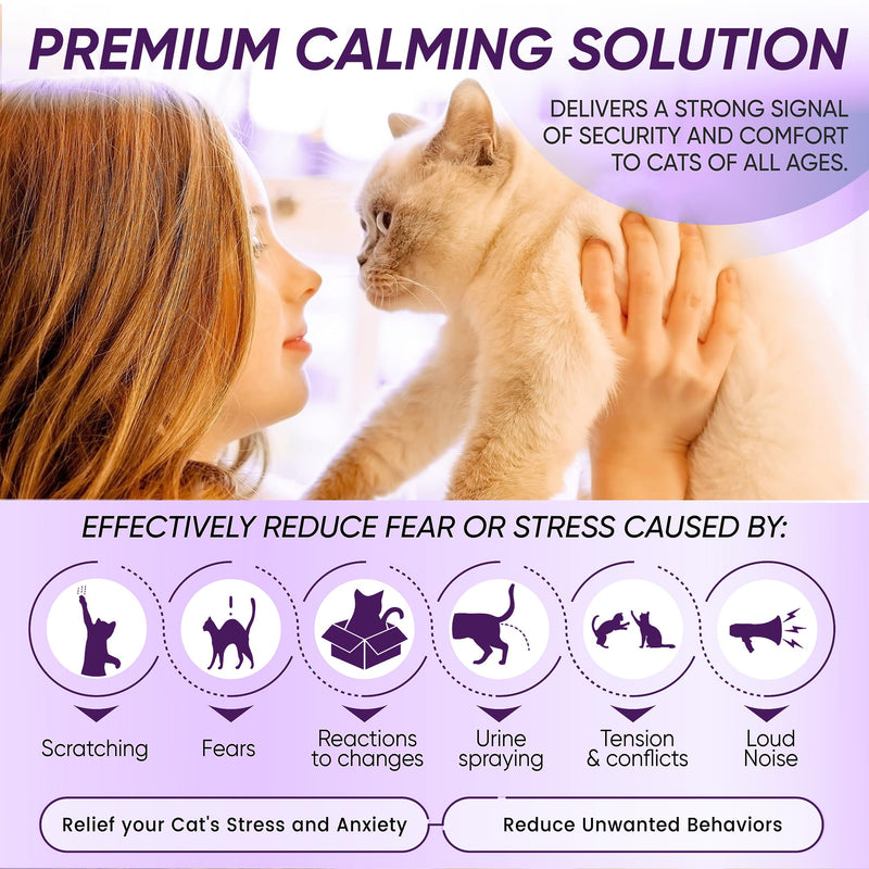 Cat Pheromones Calming Diffuser Refills: 4 Pack Cat Calming Diffuser Refill - Universal Refills for Cat Calming Diffusers, 4-Month Supply, 4 Pack (Purple) Purple