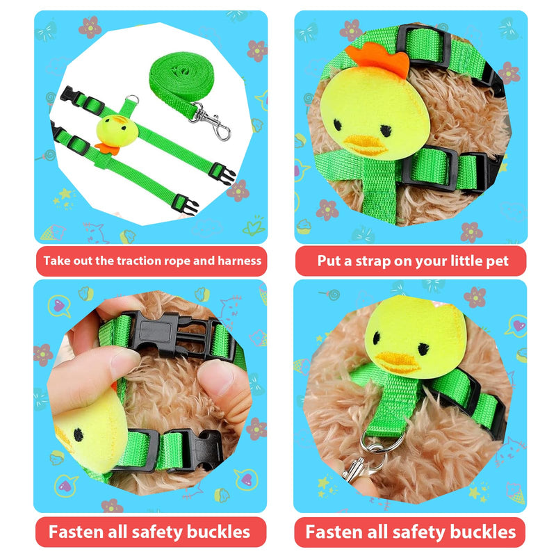 Set of 4 Adjustable Rabbit Harness and Leash for Small Pets, Ferret Leash with Decorations for Rabbit, Kitten, Puppy - PawsPlanet Australia