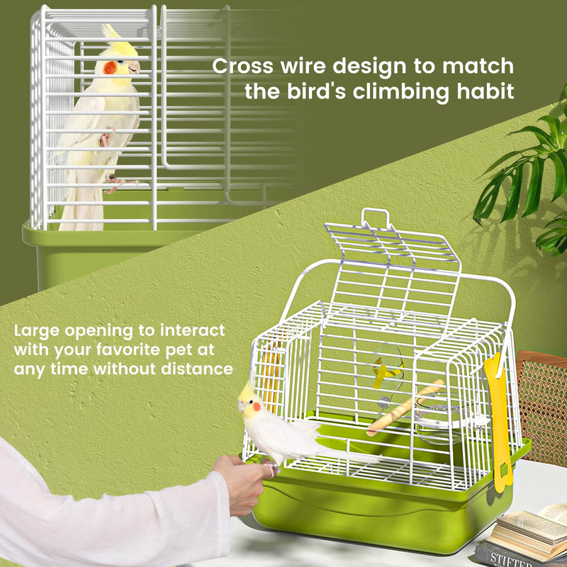 BAGHBPM Small Bird cage,Travel Cage for Birds and Small Animals, Parakeet cage,Bird Carrier Travel cage,Bird Travel cage, jaulas para pájaros,Green,(Size:S,M,L) (M) M - PawsPlanet Australia