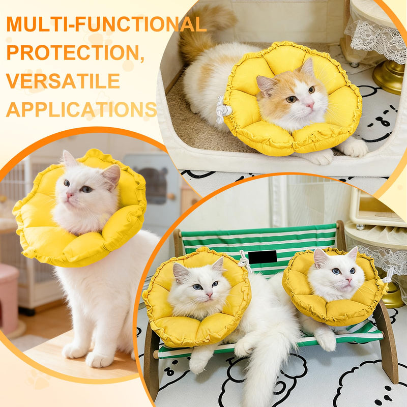 Cat Cone Collar Soft, Adjustable Waterproof Cat Cones to Stop Licking, Lovely Sunflowers, Recovery Collars for Rehabilitation Wound Healing Pet Recoverycollar
