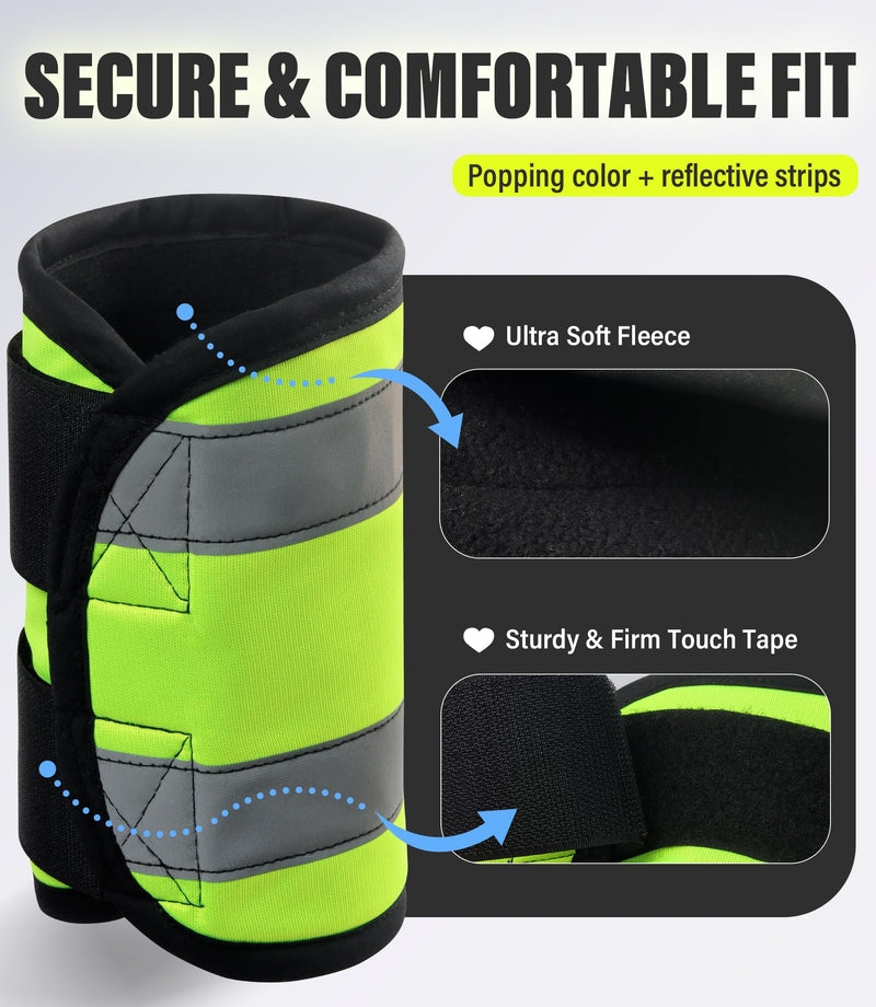 2/Pack High Visibility Horse Leg Wraps, Add Safety, Easy to Put on Horse Boots w/Fleece Interior Fluorescent Yellow Breathable Fabric + Fleece Lining - PawsPlanet Australia