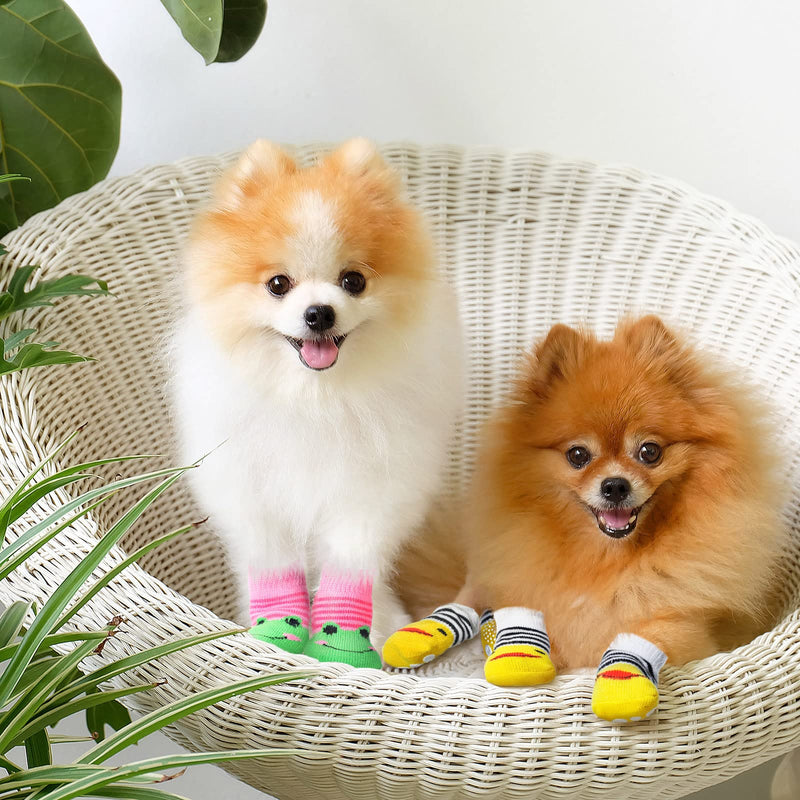 24 Pieces Anti Slip Dog Socks Small Cat Puppy Paw Protector Socks Pet Doggie Socks Grip Knit Socks with Better, Pet Paw Protector Traction for Small Medium Pet Dog Indoor on Hardwood Floor Wear - PawsPlanet Australia