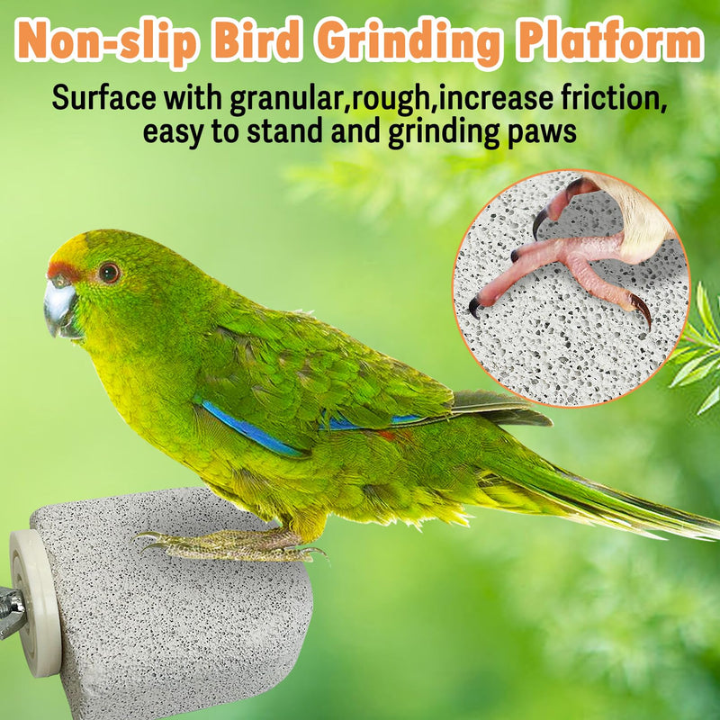 PINVNBY 4 PCS Bird Perch Stands Parrot Calcium Perch Beak Grinding Stone Foot Claws Trimmer Parakeet Platform Parrot Chewing Toys for Small Medium Cockatiel Conure Lovebird Finch M, 4 pcs - PawsPlanet Australia