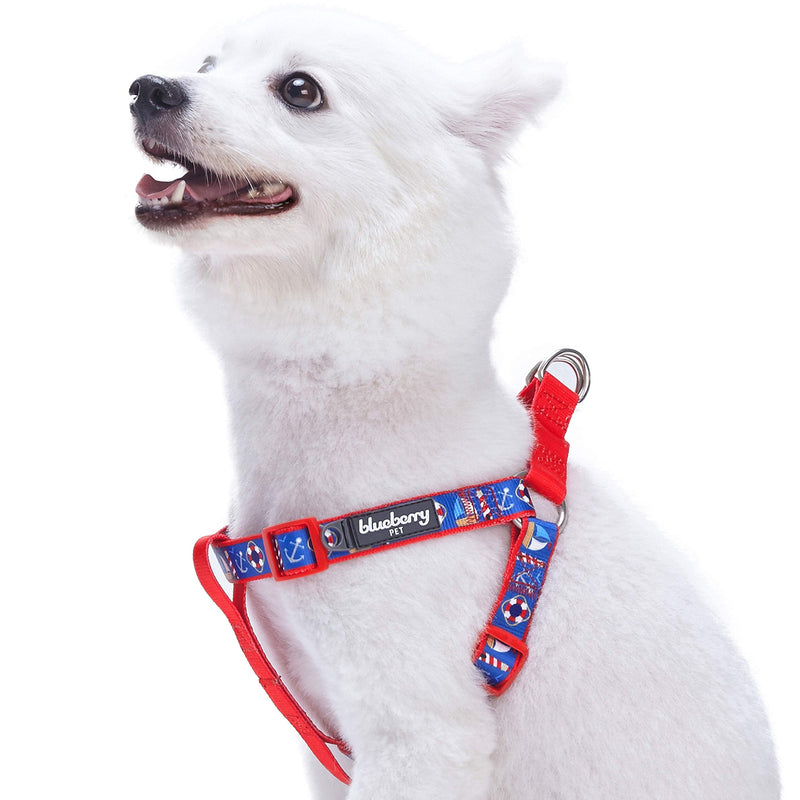 Blueberry Pet Essentials 2 Patterns Step-in Peace Bon Voyage Nautical Blue Dream Designer Dog Harness, Chest Girth 26" - 39", Large, Adjustable Harnesses for Dogs (26"-39") Chest Girth (Pack of 1) - PawsPlanet Australia
