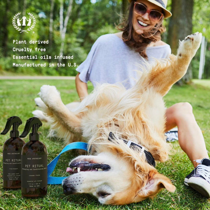 Muse Apothecary Pet Ritual Detangling Spray for Dogs & Cats, Pet Detangler Spray for Dogs, Dog Detangler Spray Dematting Conditioner, Dog Detangling Spray, Essential Oils Infused, 8oz Fresh Bouquet 8 Fl Oz (Pack of 1)