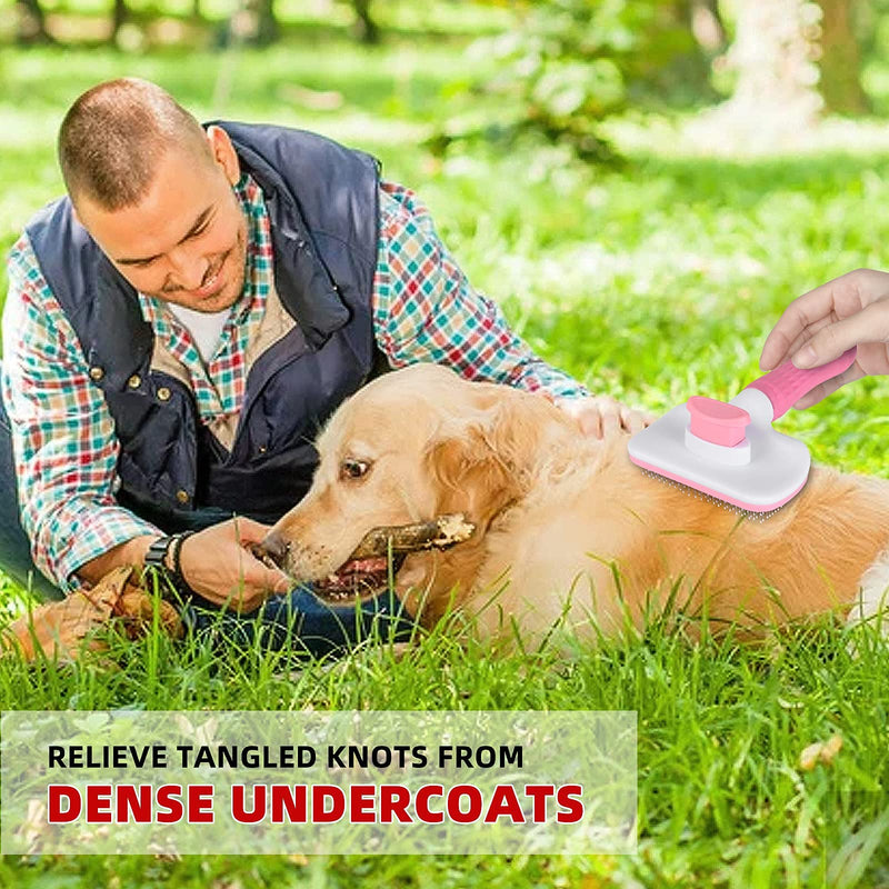 555 Dog grooming products: automatic cleaning pet brushes, smooth brushes used for falling off cat which can quickly remove floating hair on dogs and do not damage the skin of Pink - PawsPlanet Australia