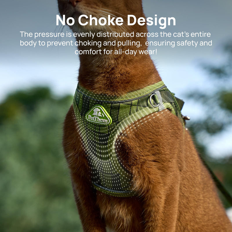 Cat Harness and Leash Set, Step-in Escape Proof Adjustable Vest Harness for Small Medium Large Cats, Lightweight Soft Breathable Reflective Kitten Harness for Walking Travel, Camping(Green, M) M Chest: 45-50cm(17.7"-19.7") Green Growling Crocodile - PawsPlanet Australia