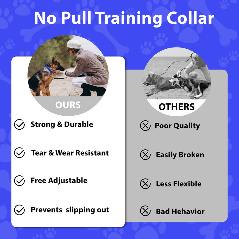 Martingale Dog Collar, Slip Martingale Collar with No Buckle, Adjustable Pet Trainning Collar for Small Medium Large Dogs, Reflective Heavy Duty Nylon No Pull Martingale Collar, M, Navy Blue Medium(Length:15-21'', Width:1'') - PawsPlanet Australia