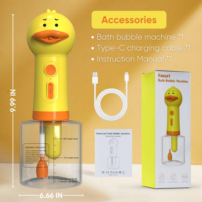 Electric Dog Shampoo Dispenser Dog Shampoo Sprayer Duck Shampoo Foamer for Pet, Foaming Soap Dispenser for Bathtub, Kitchen Sink Cleaning - PawsPlanet Australia