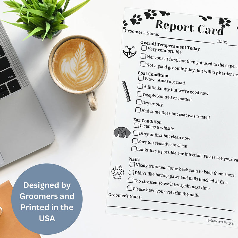Dog Grooming Report Cards (Pad of 100, 5.5 X 8.5 Inches) Pet groomers report card for grooming salon - PawsPlanet Australia