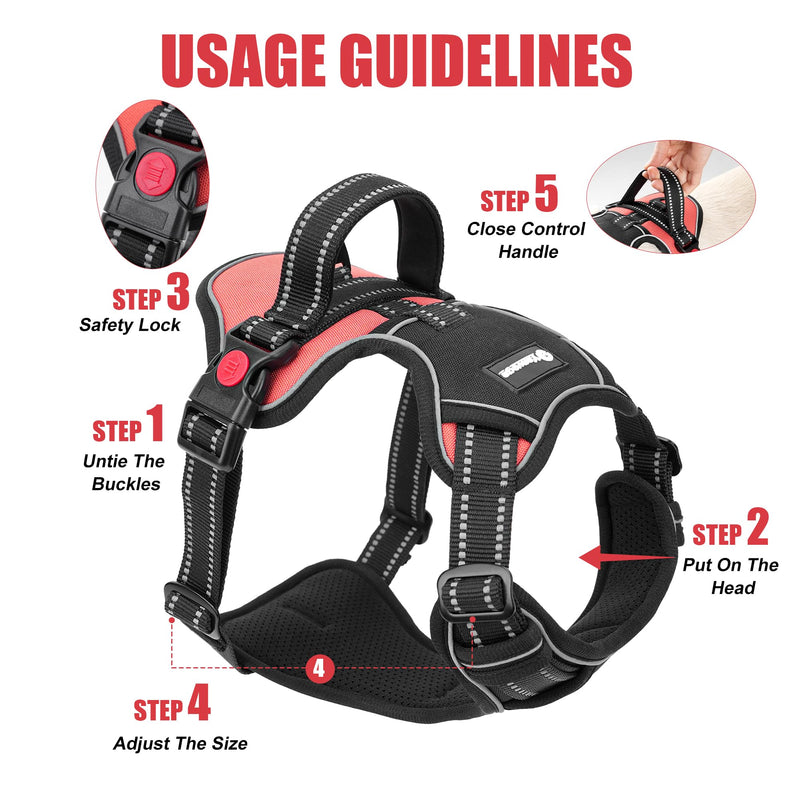 Dog Harness with Leash, Heavy Duty No-Pull Tactical Vest Reflective Harness with Control Handle for Small Medium Dogs - PawsPlanet Australia