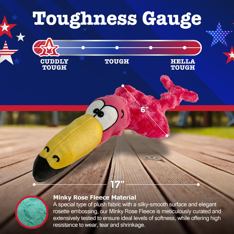Flora The Flamingo – Durable Plush Dog Toy That Crinkles and is Made in USA from Pet-Safe, Machine-Washable Soft Minky Fleece Material with High Resistance to Wear, Tear, and Shrinkage One Size Flora the Flamingo - PawsPlanet Australia