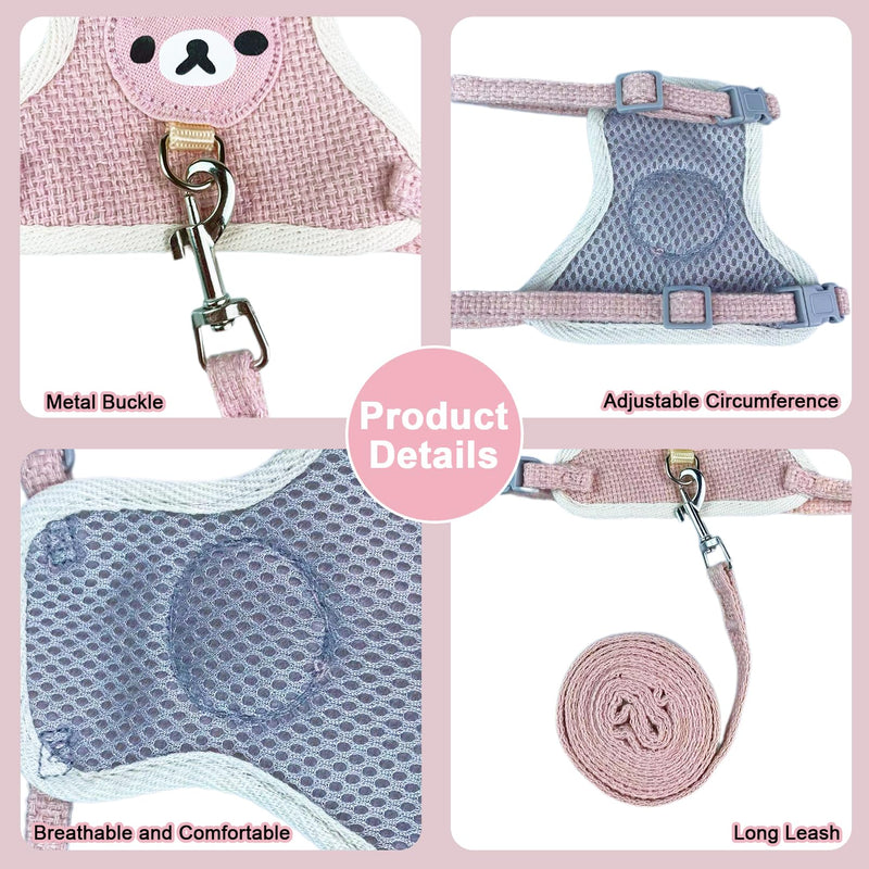 2-Pack Rabbit Harness and Leash Set – Adjustable Small Animal Vest Harness with Safety Buckle – Breathable & Lightweight – Ideal for Rabbits, Ferrets, Guinea Pigs, and Cats (Pink) Pink - PawsPlanet Australia