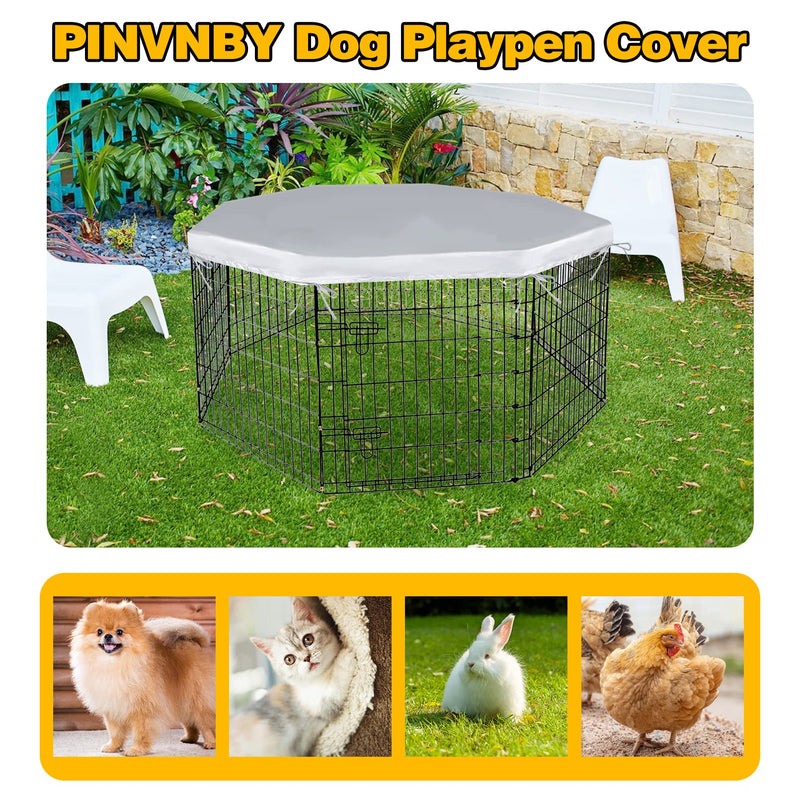 PINVNBY Dog Playpen Cover, dog Pen cover for Waterproof Sunproof, Universal Dog Pen Top Cover for Indoor and Outdoor Use, pet Pen Cover Fits 26" Wide 8 Panels Dog Playpen (Cover only) 26 inches