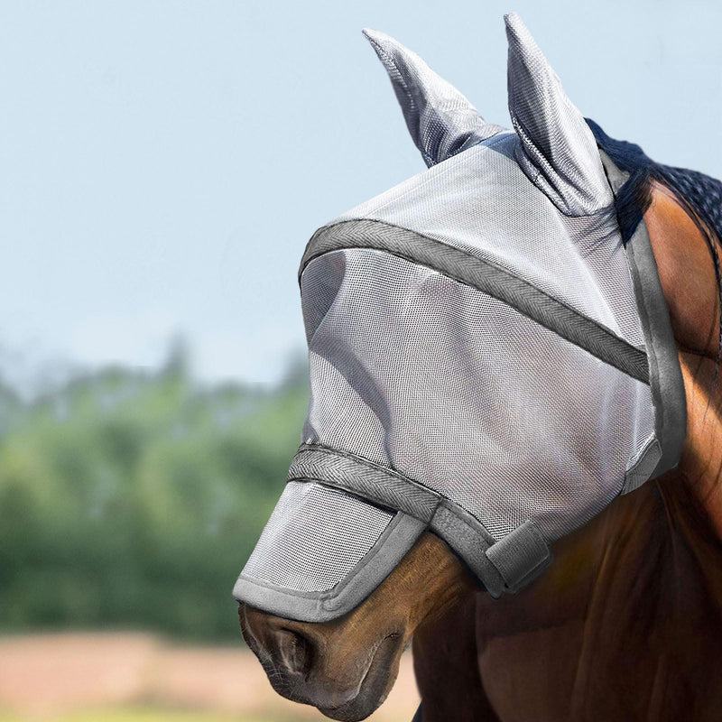 Harrison Howard Maskology Supreme Nylon Framework Micro-Woven Material UV-Proof Horse Fly Mask Grey-Cob Cob (Medium)