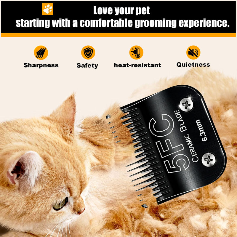 Dog Grooming Clipper Blades Replacement Compatible with Andis Dog Clippers,Most OsterA5, Wahl KM Series Pet Clippers (Black(5FC)) Black(5FC)