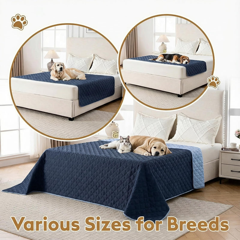 Waterproof Dog Blanket, Couch Cover for Dogs Washable, Reversible Dog Bed Cover, Couch Furniture Protector. (Dark＆Light Blue, 68 X 82 Inch - 1 Pack) Dark＆light Blue - PawsPlanet Australia