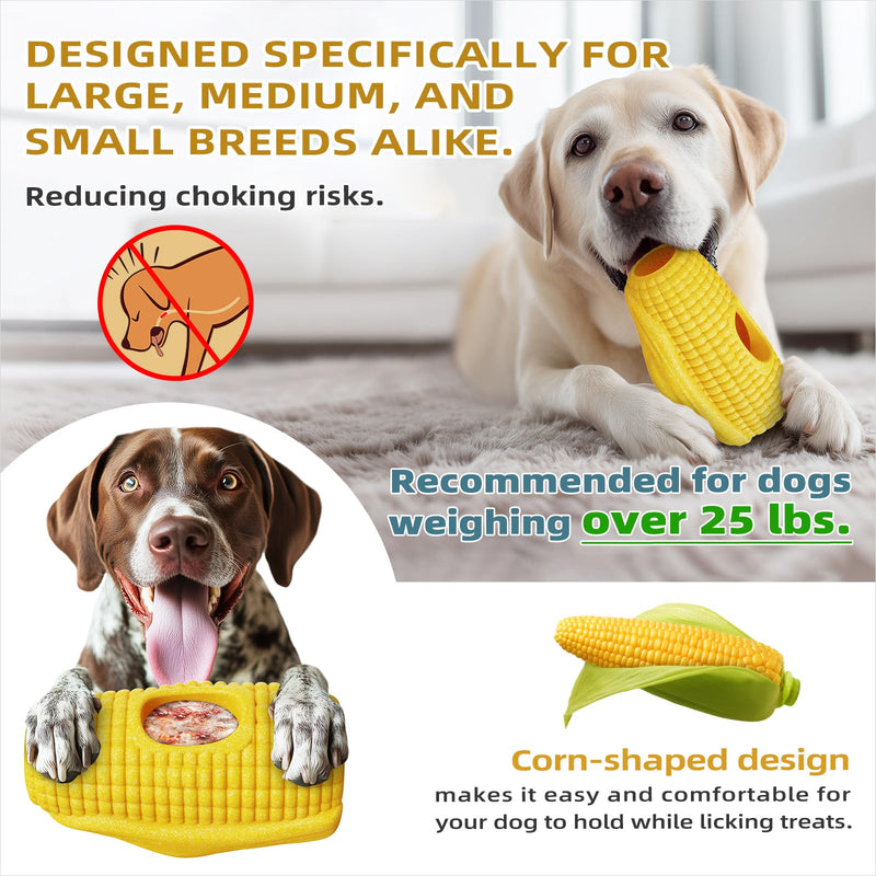 Interactive Dog Toys for Aggressive Chewers, Indestructible Dog Toy to Keep Them Busy, Corn-Shaped Durable Dog Chew Toys for Large & Medium Breeds, Frozen Treat Holder for Anxiety Relief & Dental Care