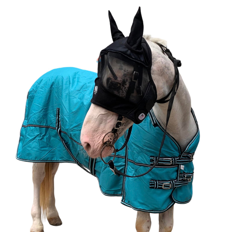 Majestic Ally Horse Fly Mask with Ears, Comfort Durable Fine Mesh, Soft Fleece Touch on Skin, Protect Eyes and Ears (Black) Black - PawsPlanet Australia