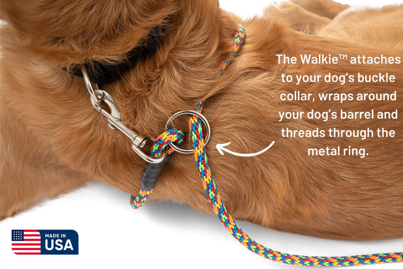 The Walkie No Pull Dog Leash - Gentle, Effective, Encourages Loose Leash Walking - Made in USA - Brown Color - Size Large for Dogs 25 lbs – 150 lbs - PawsPlanet Australia