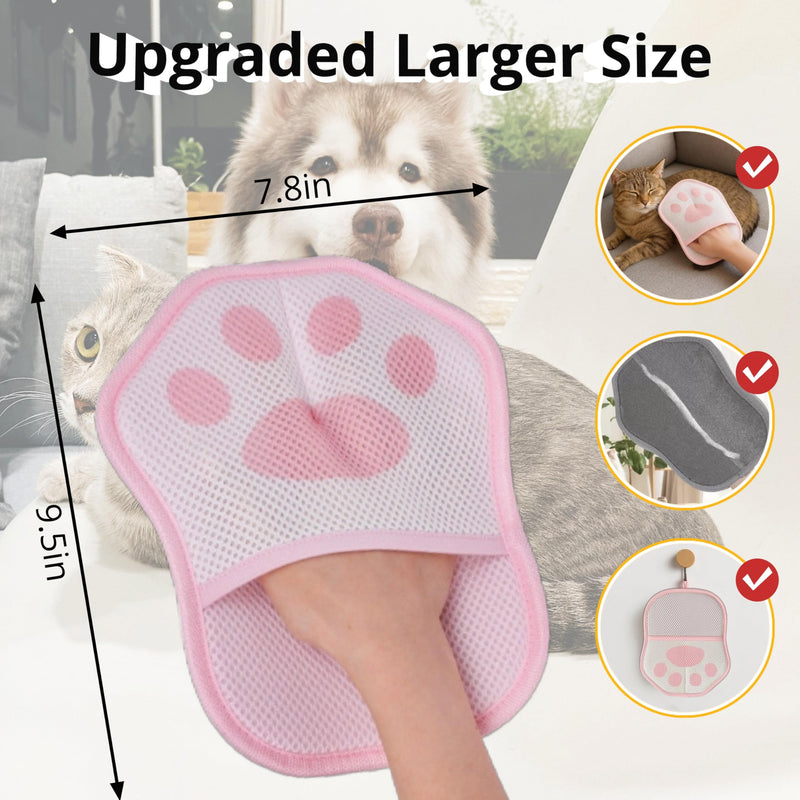2025 Upgrade Electrostatic Pet Hair Removal Glove, A Reusable Pet Hair Remover Tool for Cats, Dogs, Clothing, Couches, Carpets(Pink Glove, Dog Keychain) Pink - PawsPlanet Australia