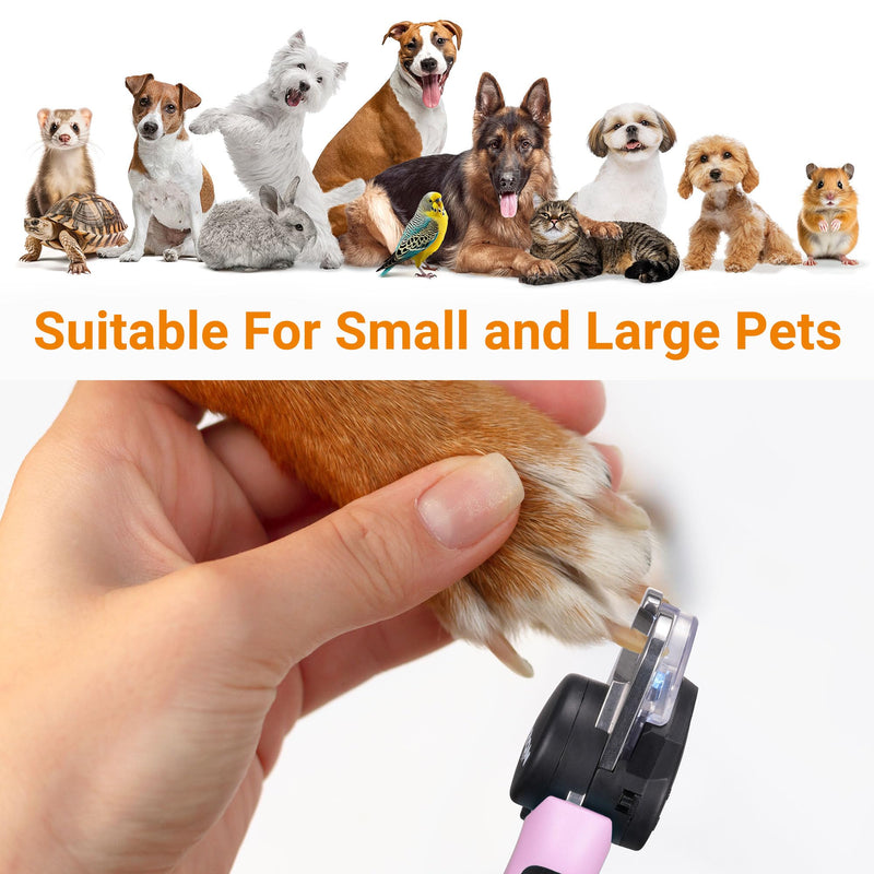 Dog Nail Clipper with Light, Illuminates Nail Clipper Kit or Bloodline for Safe, Easy Trimmers, Extra Sharp for Thick Nails, Quick Sensor, Avoid Over Cutting Toenail, for Cats & Dogs Pink - PawsPlanet Australia