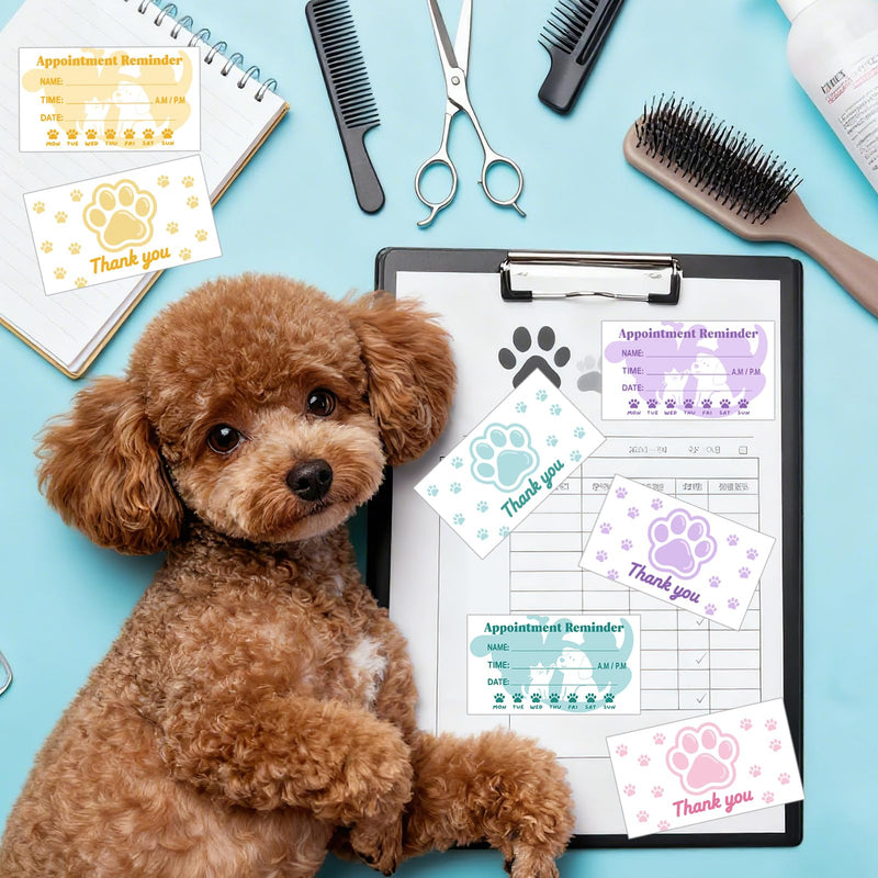 Pet Grooming Appointment Reminder Card,240Pcs Paw Prints Appointment Business Cards Groomings Report Card for Pet Care Dog Spa Client Reminder Vet Office - PawsPlanet Australia