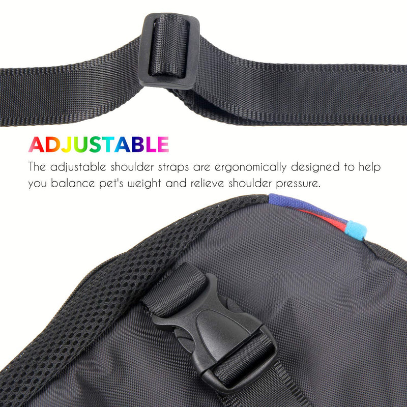 Dog Carrier Legs Out Front Pet Carrier Backpack Adjustable Puppy Cat Small Bag with Shoulder Strap and Sling for Traveling Hiking Camping Outdoor Medium Rainbow - PawsPlanet Australia