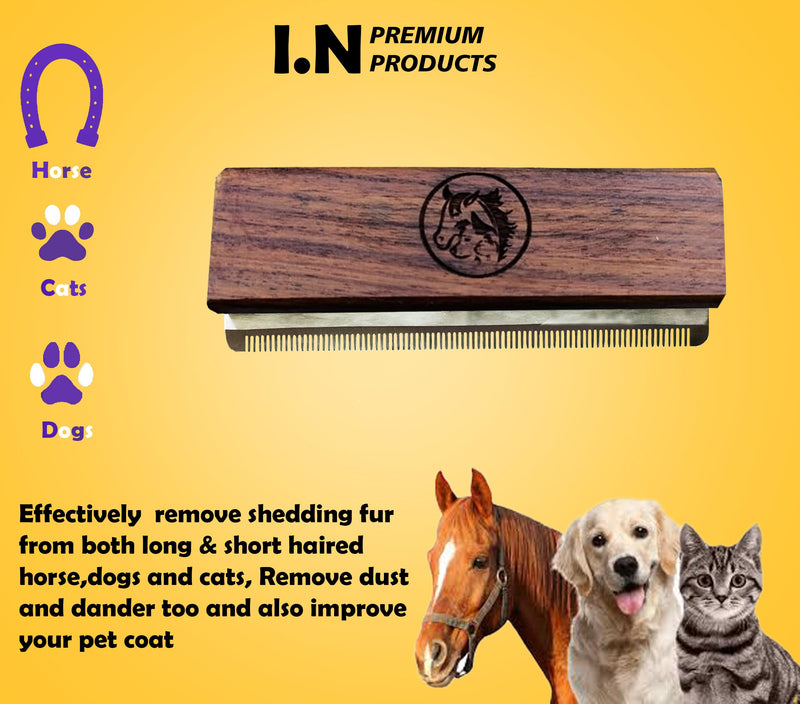 Deshedding Grooming Tools for Dogs Cats & Horse Easy Ergonomic Wooden Handle Professional Brush Grooming Tool, Remove painlessly 95 Percent of Lose Hair Fur & Dirt (5 inch) (5 inch) 5 inch - PawsPlanet Australia