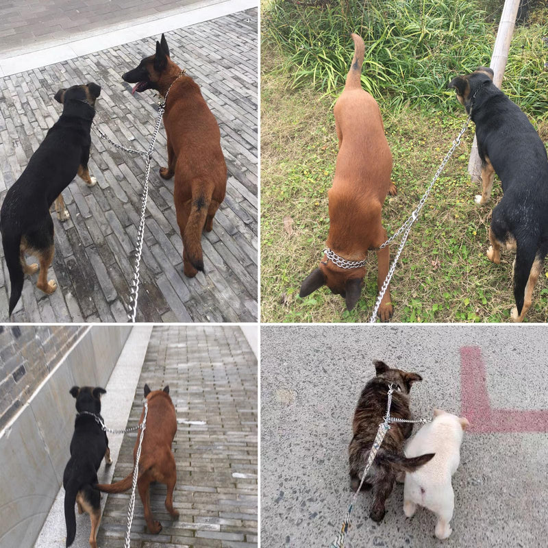Metal Double Dog Leash Chew Proof Chain Leash 2 Way No Tangle Coupler Anti Chew Dog Leash Extension Splitter Lead for 2 Small Dogs Walking (50cm) 3.0mm*19inch(small&medium dogs) - PawsPlanet Australia