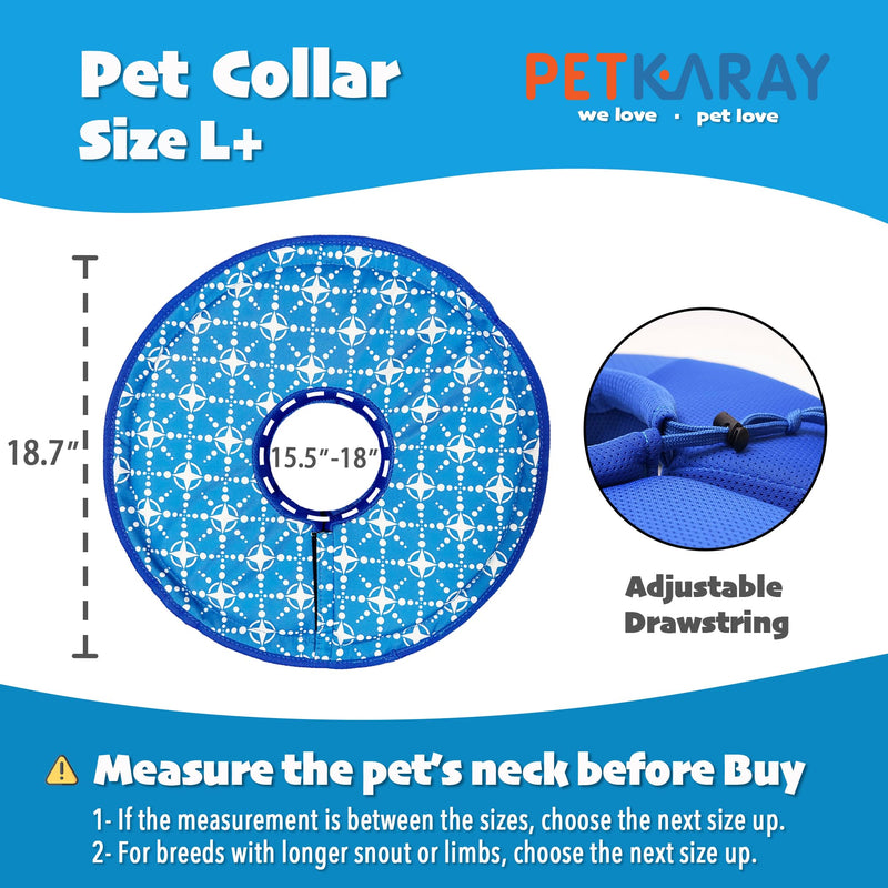 PETKARAY Soft Dog Cone Collar, Comfy Dog Donut Collar After Surgery, Recovery Dog Cone Alternative for Small Medium Large Dogs, Size L+ L+ (Neck: 15.5”-18”） - PawsPlanet Australia