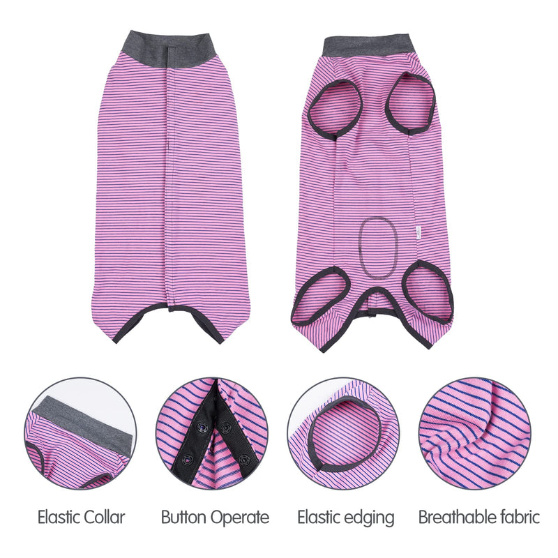 HEYWEAN Dog Recovery Suit Spay Suit for Female Dog Bodysuit After Surgery Dogs Onesie for Surgery Male Dogs Surgical Vest Substitute Recovery Collars Pink Striped L