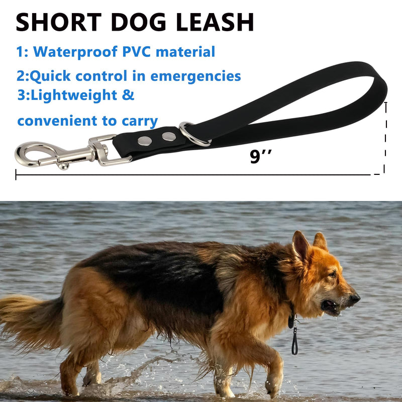 Short Dog Leash - 9 Inch Dog Leash Heavy Duty Traffic Leash for Dogs Short Leash for Dog Training Control, Waterproof PVC Dog Training Leashes Dog Grab Tab Dog Short Leash (Black, 9'') 9'' Black - PawsPlanet Australia