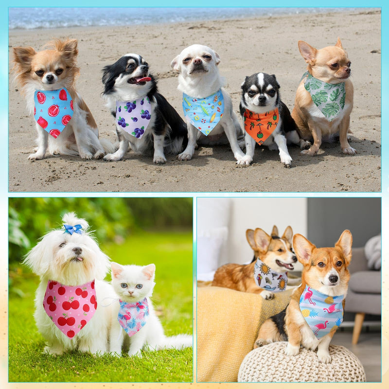 100 Pcs Dog Bandanas - Hawaiian Summer 3 Sizes Washable Adjustable Bandanas for Beach - Small, Medium, Large Pets Vibrant Summer