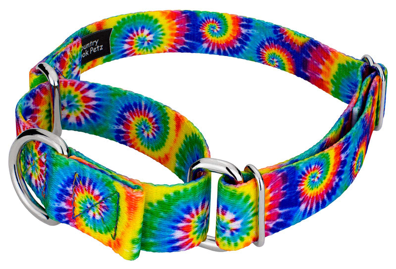 Country Brook Petz - Classic Tie Dye Martingale Dog Collar - Groovy Collection Featuring Far Out Designs (1 Inch, Large) Large (Pack of 1) - PawsPlanet Australia