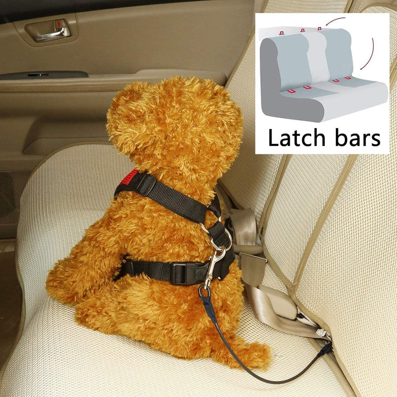 Dog Car Seat Belt, Stainless Steel Cable Chew Proof Pet Car Seat Belt Safety Restraint Tether Puppy Vehicle Seat Belt Double Clip Chew Proof Dog Car Leash Lead(24 inch) 24 INCH/60CM - PawsPlanet Australia