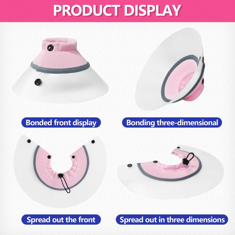 HDKUW Adjustable Cat Cone Collar, Alternative Anti-Lick E-Collar, Protective Recovery Elizabethan Cone After Surgery Recovery & Skin Protection for Kittens Puppy Small Dog to Stop Licking Pink L Neck 9-12in
